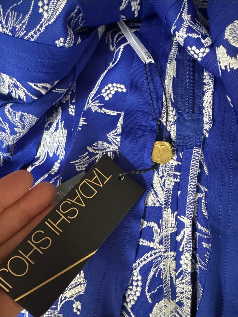 NWT Tadashi Shoji Blue Floral Embroidered Dress Size S - Picture 10 of 10